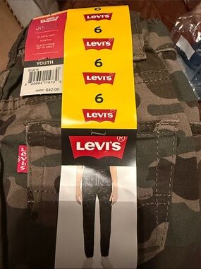 Levi's Youth Camo Cargo Pants in Olive and Brown